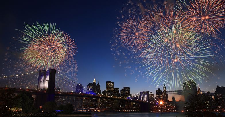 Fourth of July Fireworks over East River, New York City