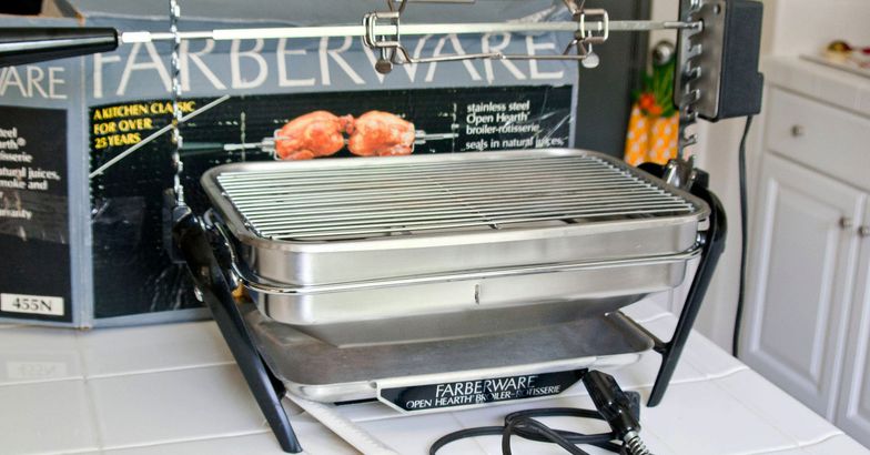 Vintage Farberware Electric Open Hearth Indoor Grill and Chicken Rotisserie