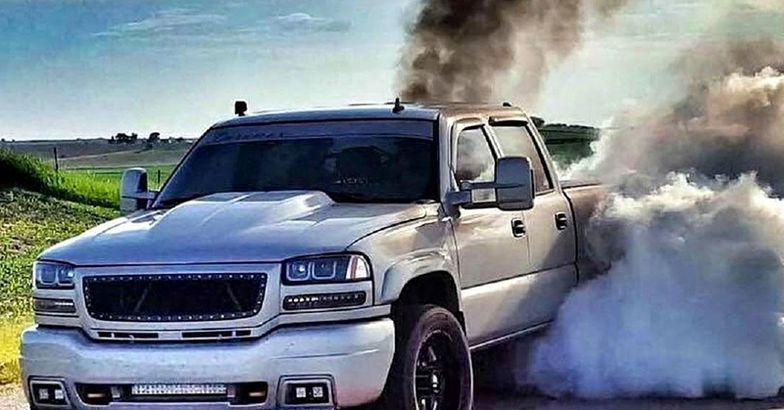 truck rolling coal
