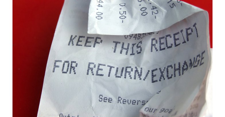 Closeup of crumpled receipt