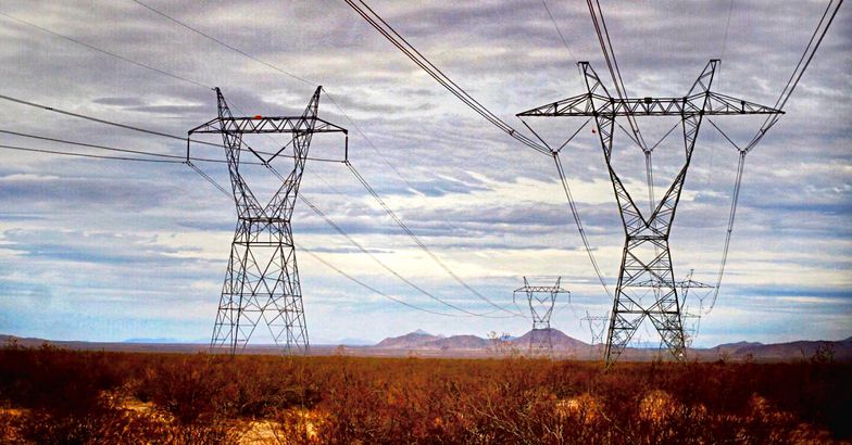 powerlines and the horizon of the Mojave Desert