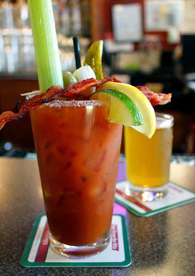 Bloody mary with bacon Oscar's pub and grill milwaukee