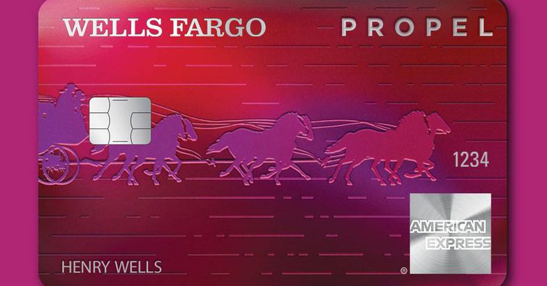 wells fargo propel card against solid background