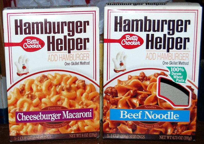 Note the different Betty Crocker logos. In 2003 the Helping Hand was removed from the packaging, but then returned a couple of years later.
