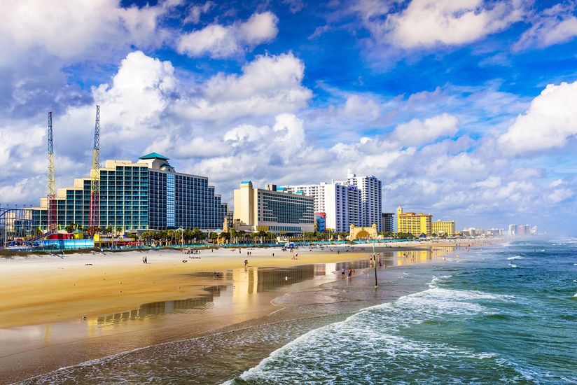Beach and Buildings in Daytona Beach, Florida on a Sunny Day