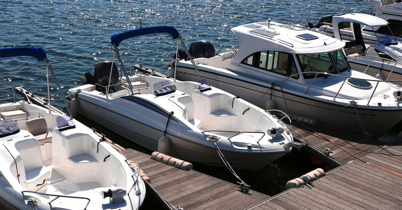 Marina with docked boats
