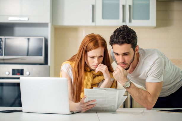 Couple going through finances
