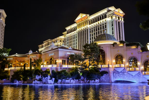 Exterior of Caesars Palace, Las Vegas During Night