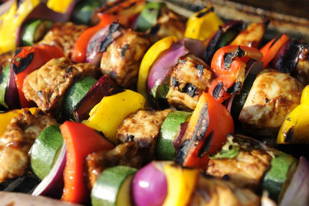 Grilled Chicken and Squash Kebabs