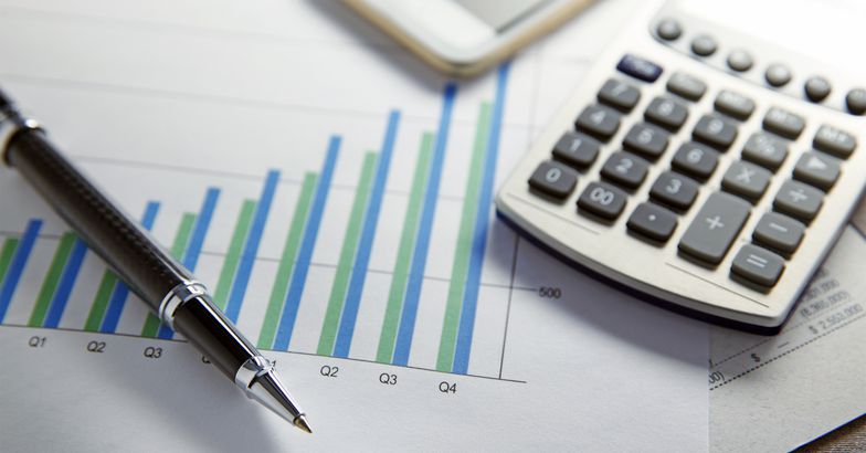 Financial charts and a calculator