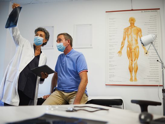 Doctor looking at xray