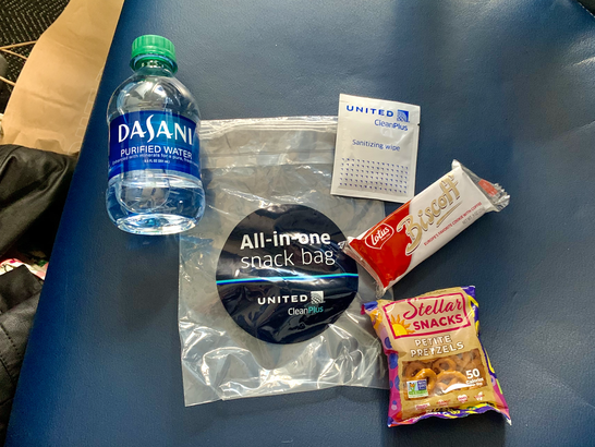Wonder what it's like to fly during COVID-19? I just did A United Airlines complementary snack bag