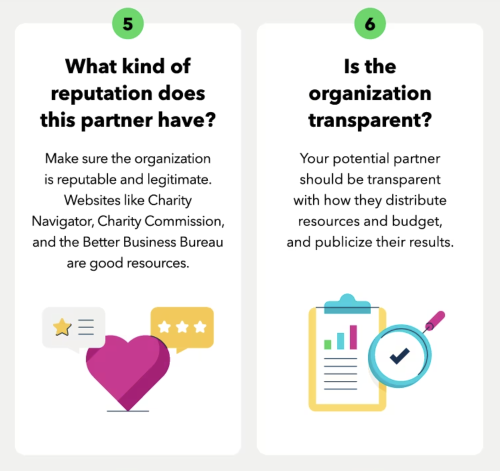 Charity partner steps