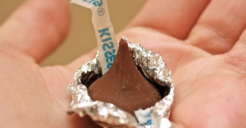 Unwrapped Hershey kiss