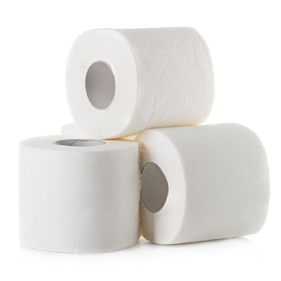Three Rolls of Toilet Paper, Stacked with One on Top, Looks Like a Triangle