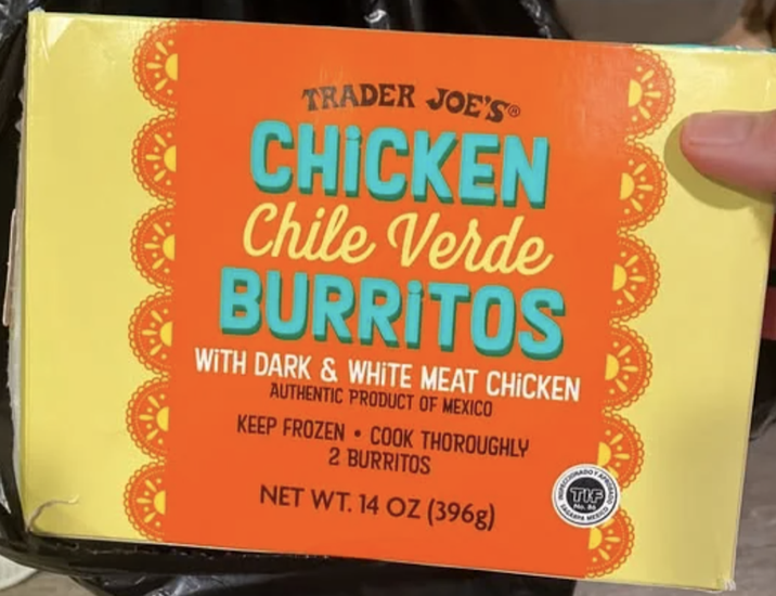 Trader's Joes Chicken Chile Verde Burritos