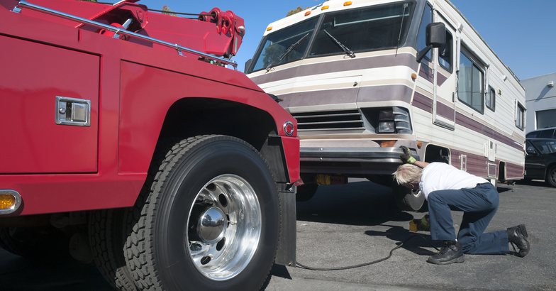 RV being towed