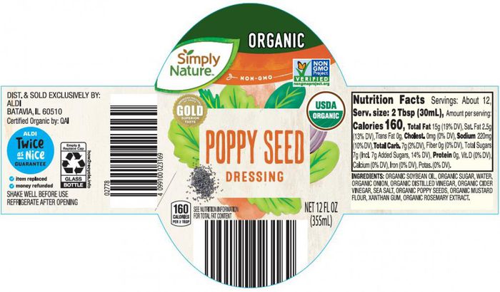 Aldi Simply Nature Organic Poppyseed Dressing
