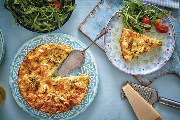 Frittata with Green Asparagus, Peas and Parmesan