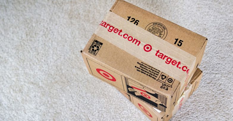 Target delivery packages on grey carpet