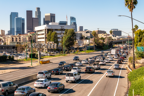 Morning commuter traffic in Los Angeles