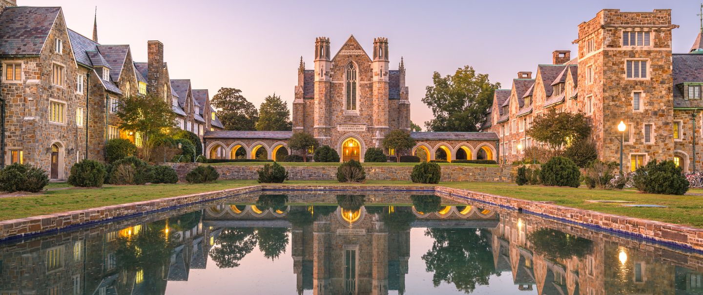 Berry College historic campus at twilight
