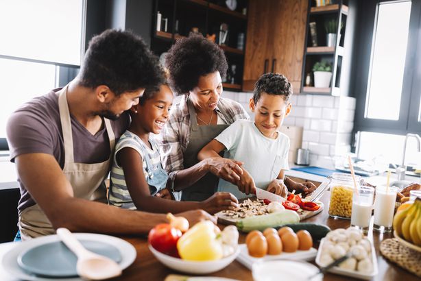Family cooking together