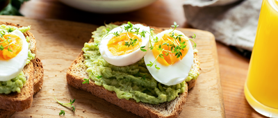 avocado toast with soft boiled eggs