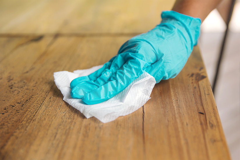 using disinfecting wipe
