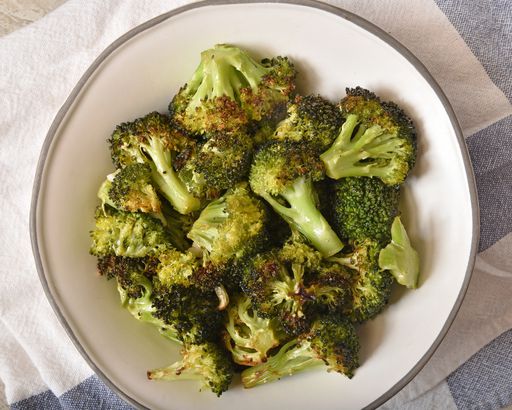 Fresh organic roasted broccoli with garlic