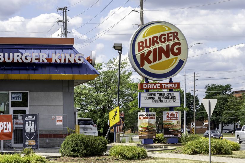 Niagara Falls, Ontario,  Canada - August 11, 2019: A  Burger King restaurant; Burger King (BK) is an American global chain of hamburger fast food restaurants.