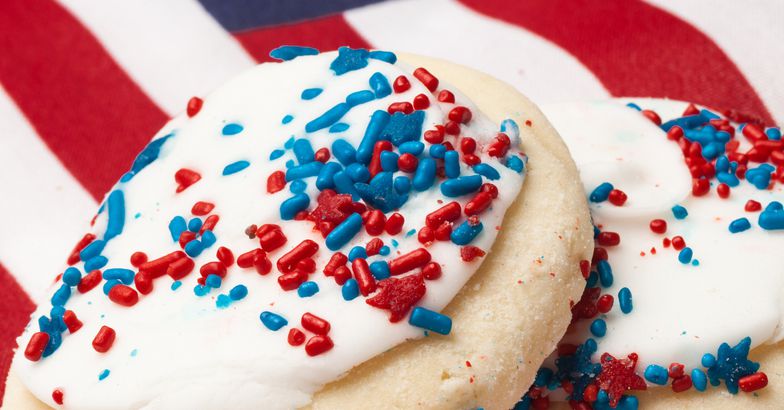 red white blue sugar cookies on flag