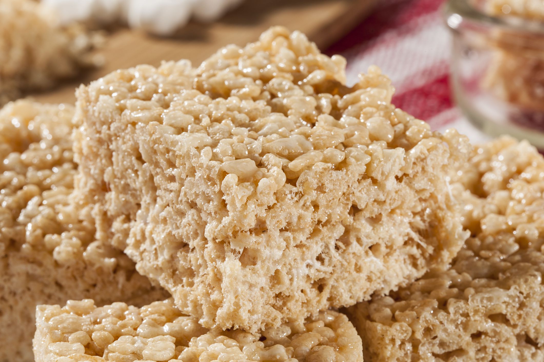 Homemade Marshmallow Crispy Rice Treat in bar form
