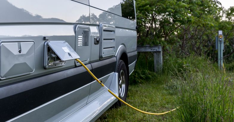camper van with electricity hookup