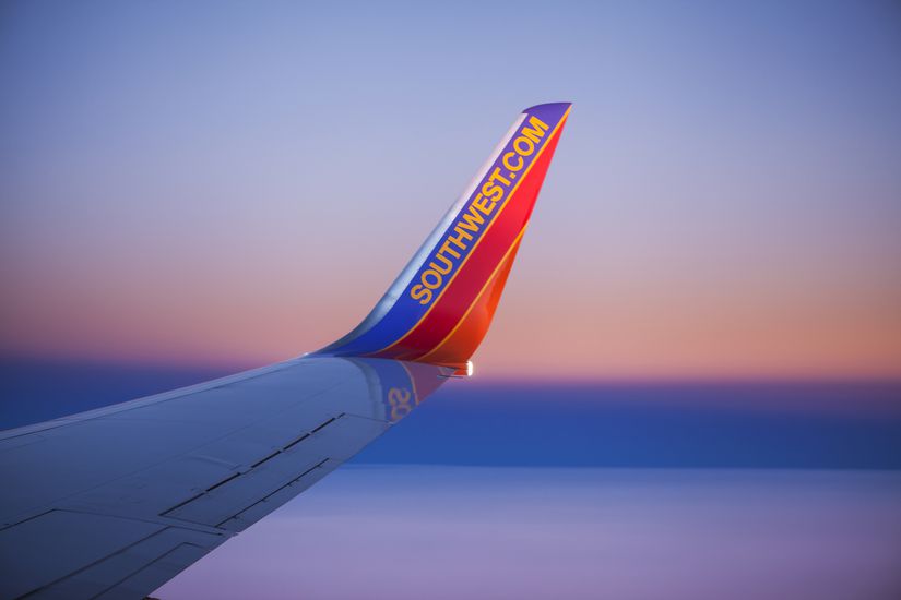Southwest Airlines Boeing 737 Winglet against Sunset Sky