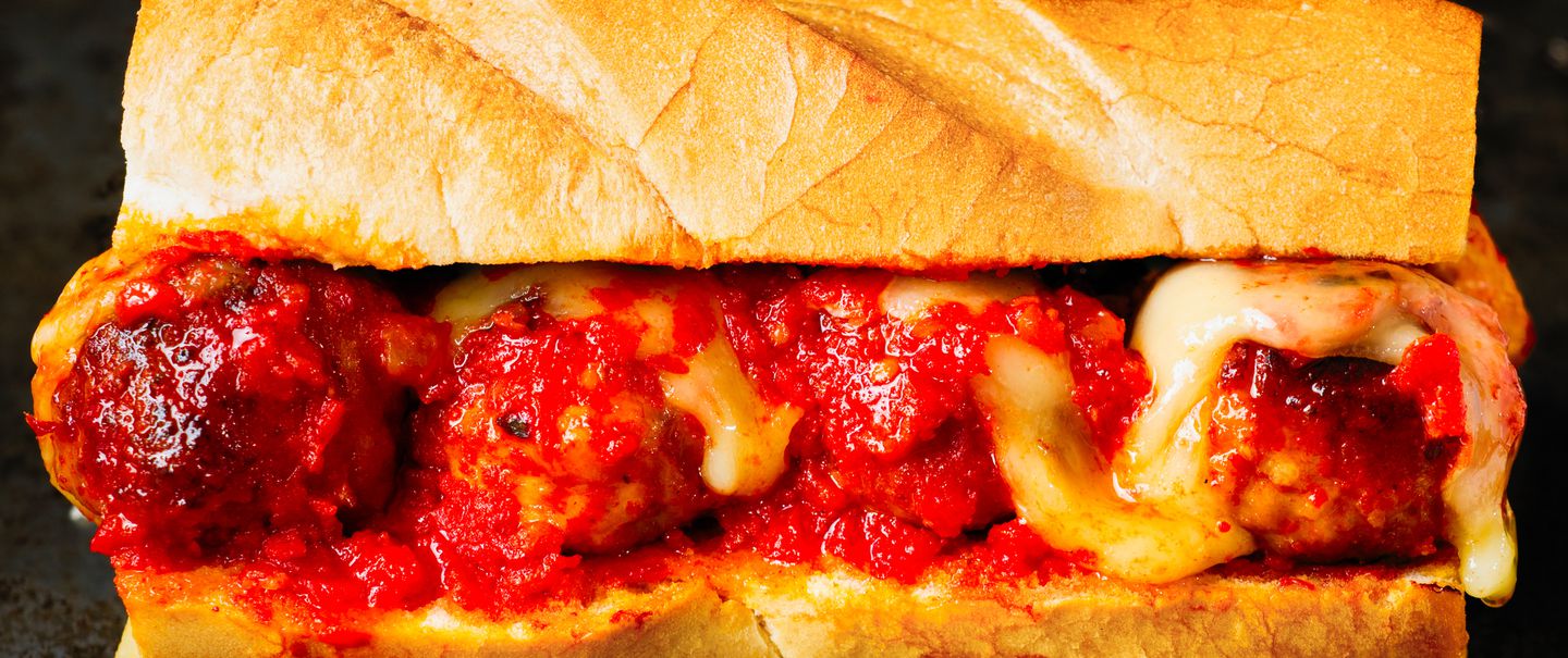 rustic american italian meatball sandwich