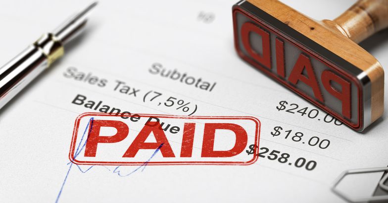 bill stamped 'debt-free'