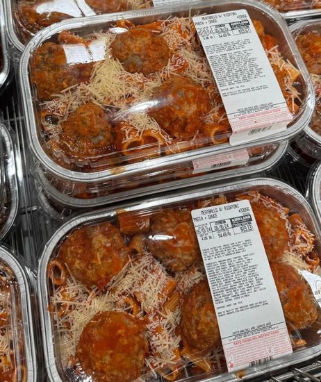 Costco meatballs with rigatoni