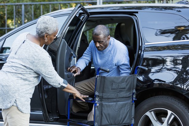 Elderly couple with mobility challenges