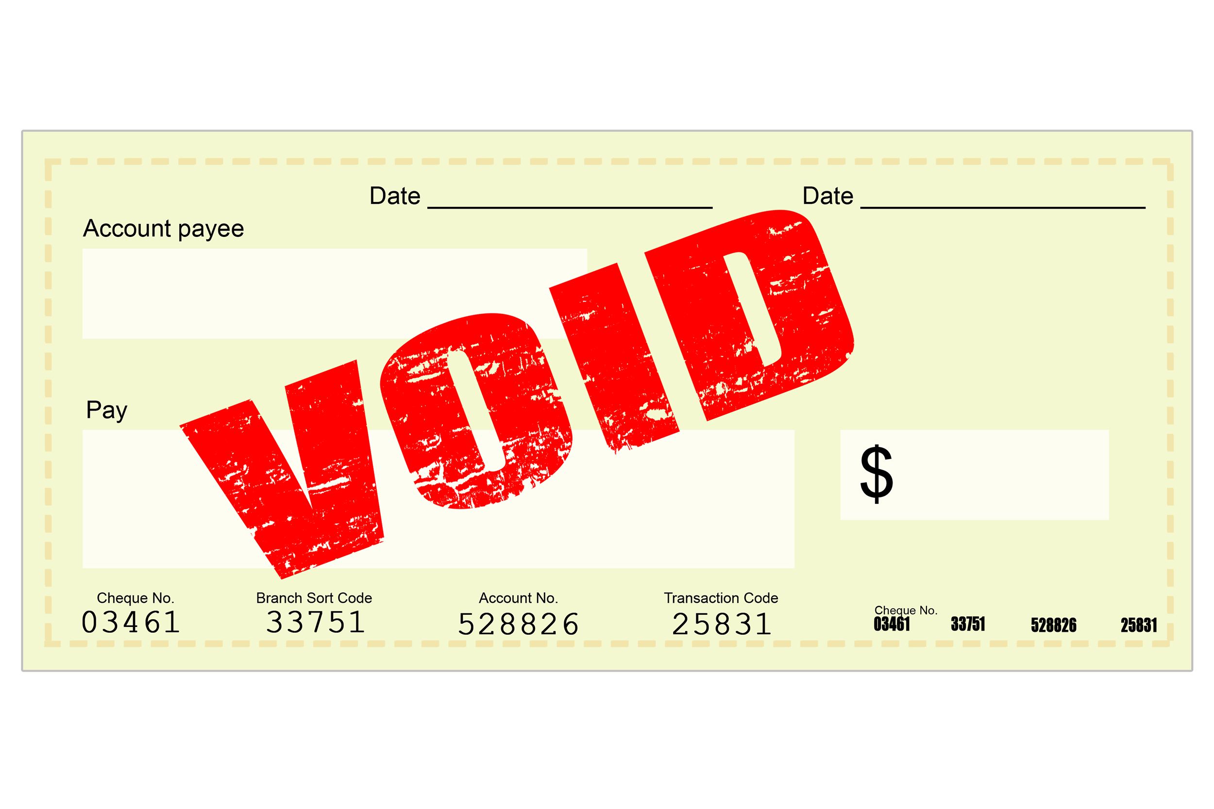 blank check and void grunge stamp